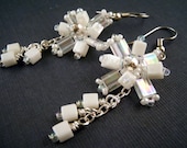 White Tila Beaded Earrings