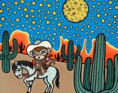 Cowboy Monkey 8x10 Art Print - Home is the Saddle