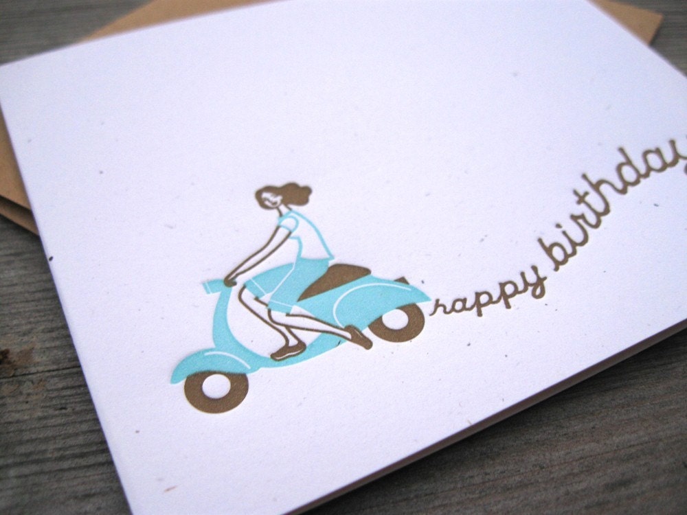 Birthday Scooter Girl Card