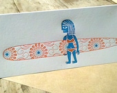 Longboard Surfer Girl Card