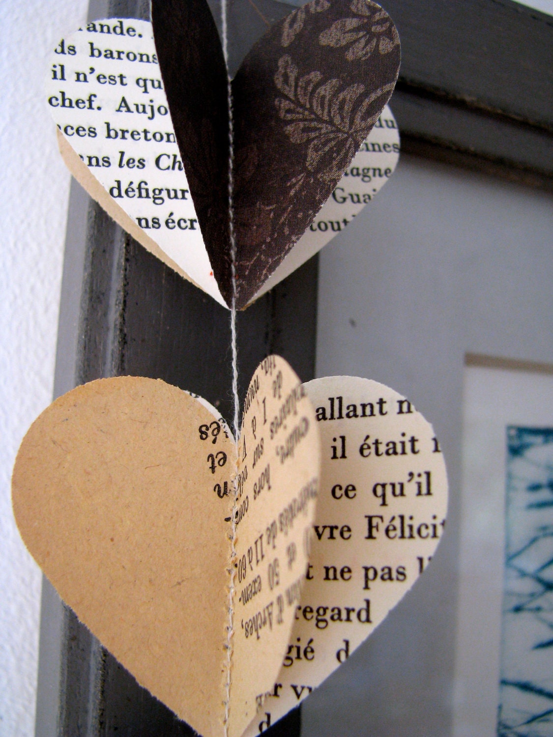 Garland/mobile, VINTAGE HEARTS, in 3D