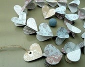 SALE Designer paper garland/mobile, Duck Egg Hearts, in 3d, limited edition