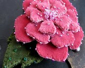 Large Pink Velvet Rose Brooch