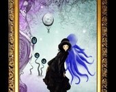 Art  Digital Painting - Steampunk Pop Surrealism Art Digital Painting - Watching You - Hot Air Balloon - Eyes - Girl - Octopus