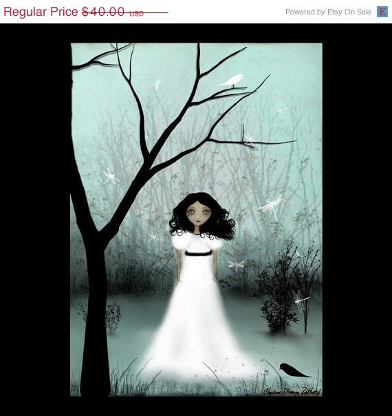 Melancholy Girl Art Print  - I Will Be Your Light - Large Limited Edition of 50