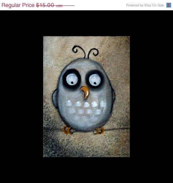 50%SALE - Owl --- Cute Whimsical Owl Art Print
