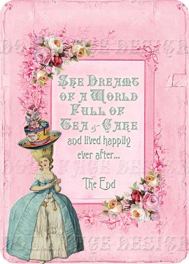 INSTANT DIGITAL DOWNLOAD - Marie Antoinette's Tea Party - Printable - French Queen - Scrapbooking - Gift Tag - Art Print - Greeting Card