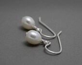 Petite white pearl sterling silver earrings