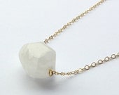 Ice Cube gold necklace, white stone necklace