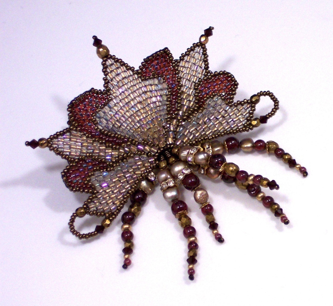 Art Nouveau Kashmir Garnet and Pearl Brooch