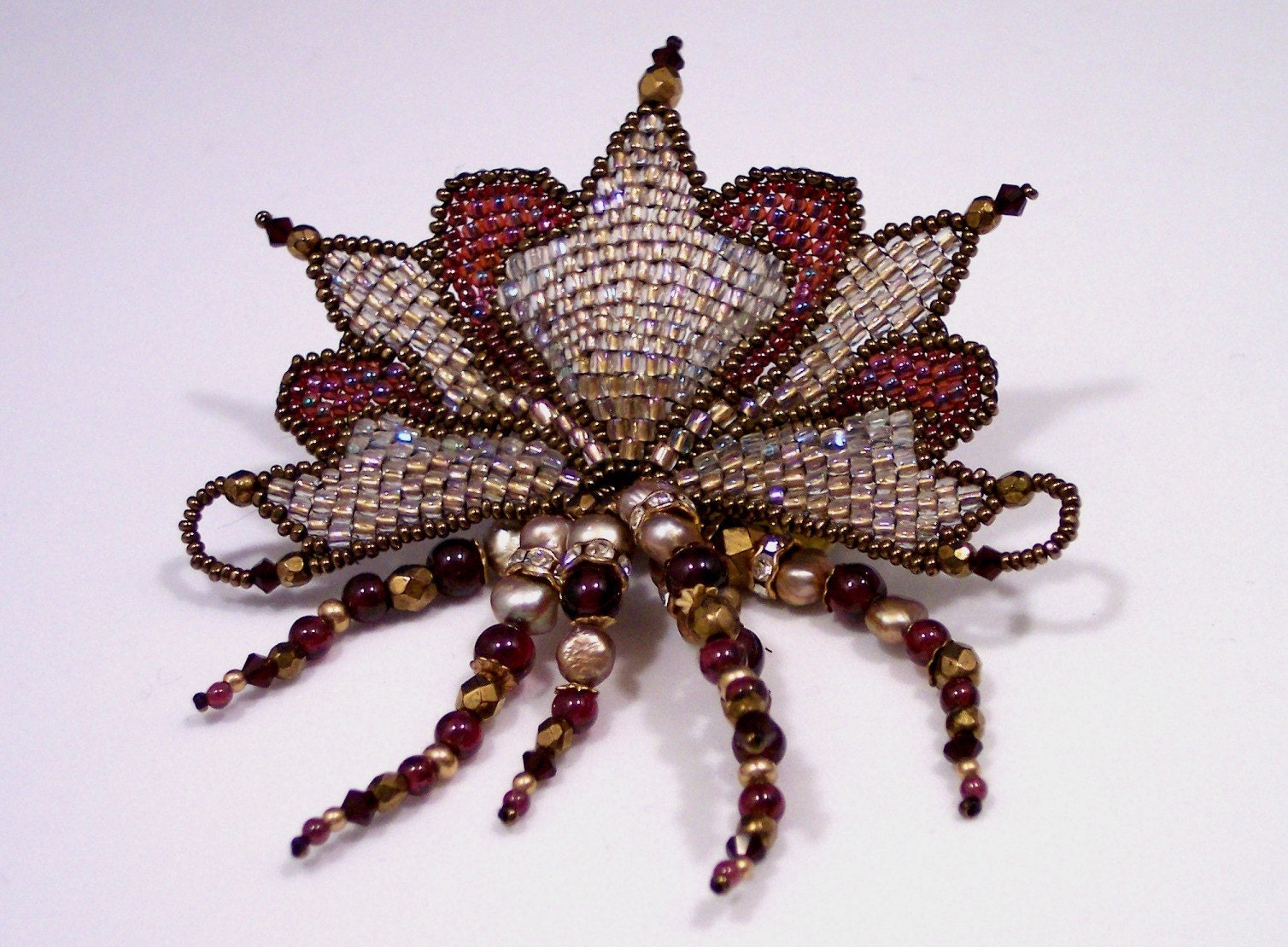 Art Nouveau Kashmir Garnet and Pearl Brooch