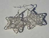twinkle twinkle BIG STARS silver plate wire design dangle pierced earrings