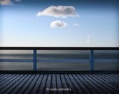 Stillness - 4x6 inches Fine Art Photograph - Signed Limited Edition - A bridge near the sea in blue tones - summer blue sky