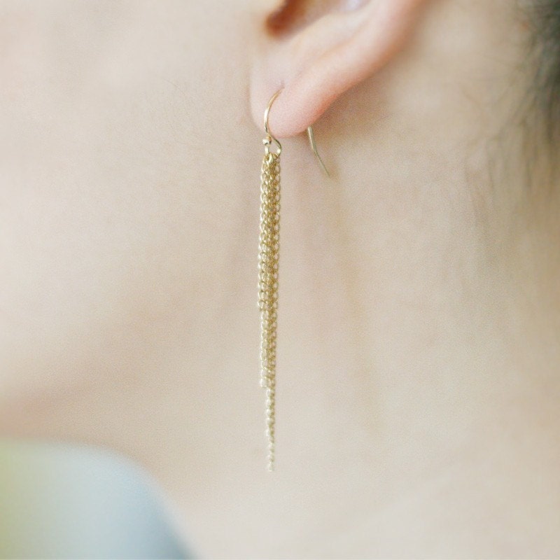 saving grace - dangling gold chain earrings by elephantine