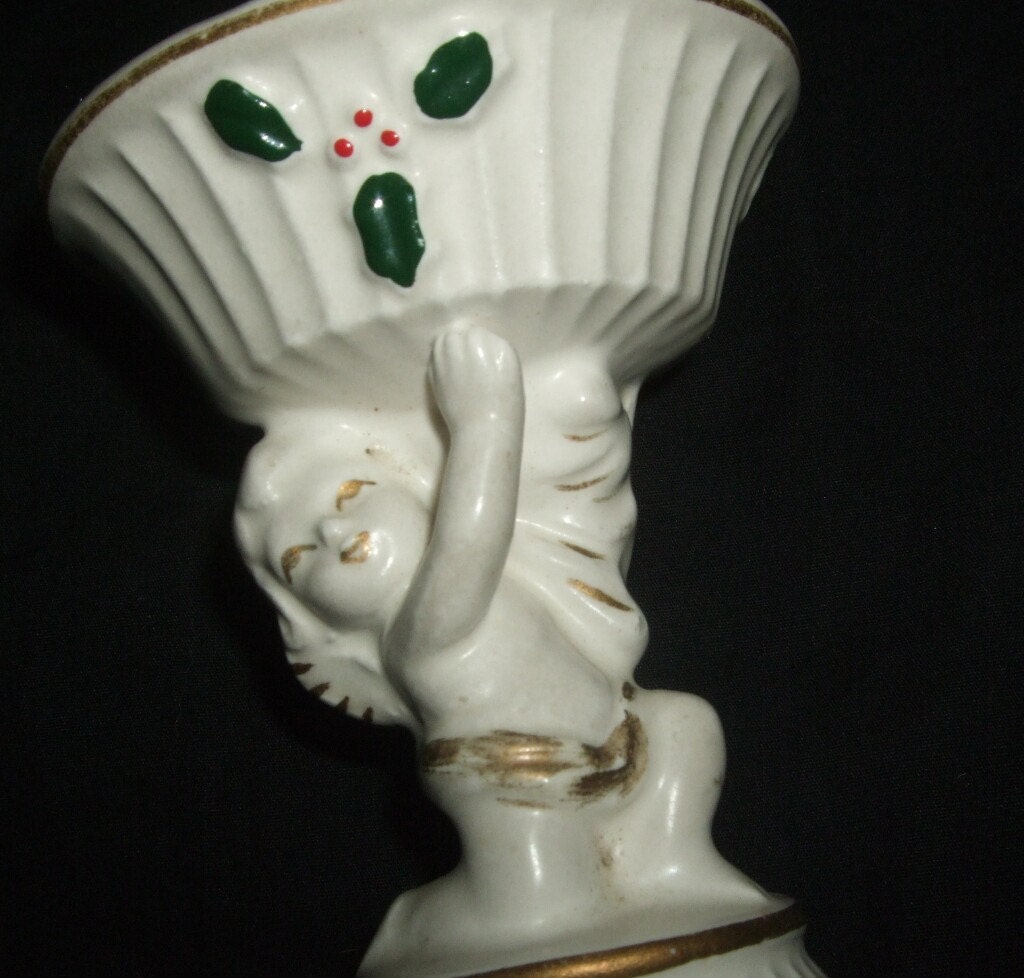 VINTAGE NOEL CHERUB CANDLE HOLDER