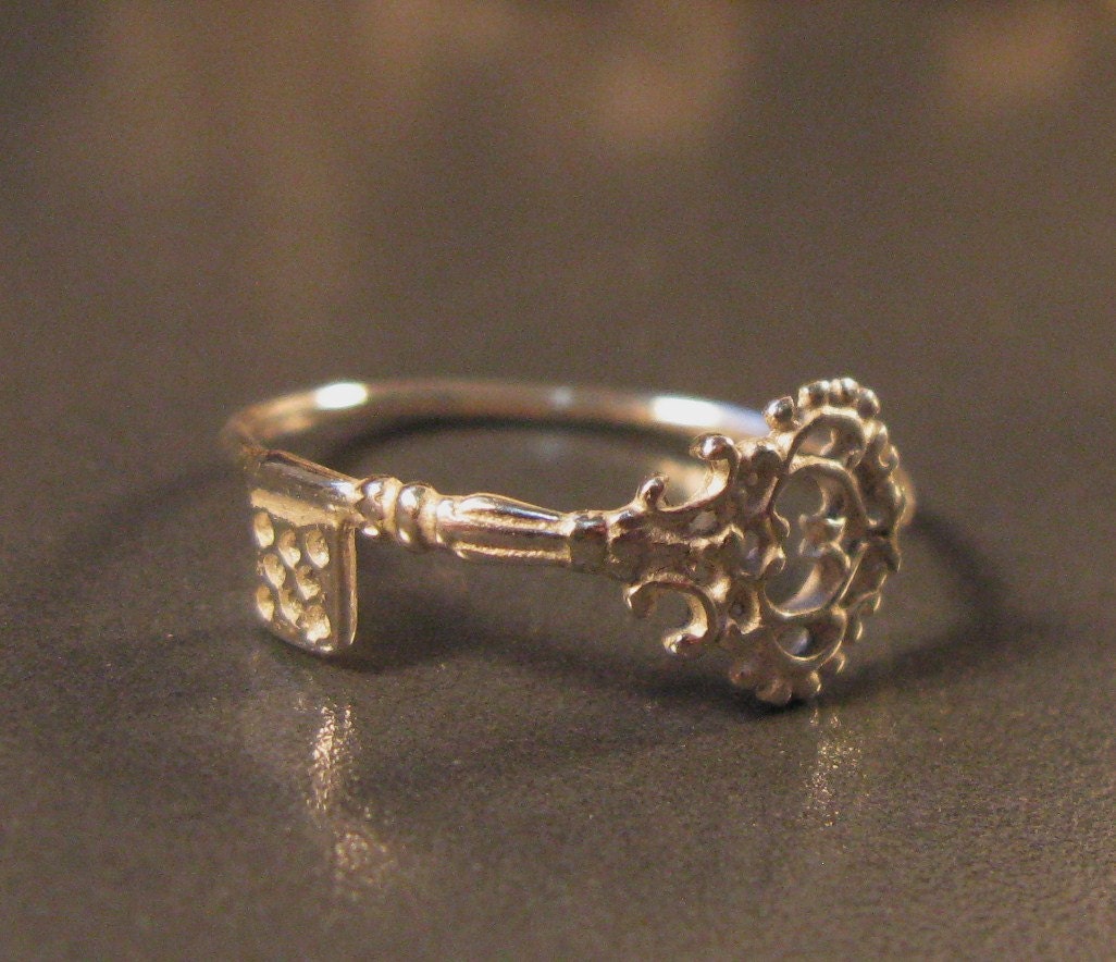 Key ring,  silver novelty ring, sterling silver ring with small key, everyday jewelry