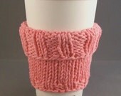 Coffee Cup Cozy Sleeve - Handknit - Honeysuckle Pink