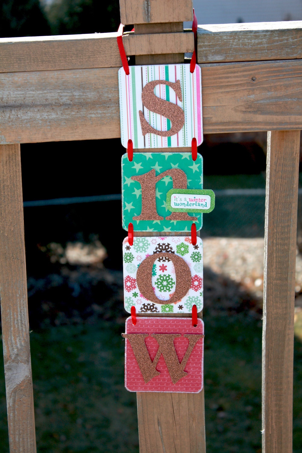 50% off Christmas Decoration - SNOW Hanging Sign - Christmas Banner Il_570xn