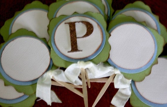Monogram cupcake toppers - Baby Boy Shower Il_570xn