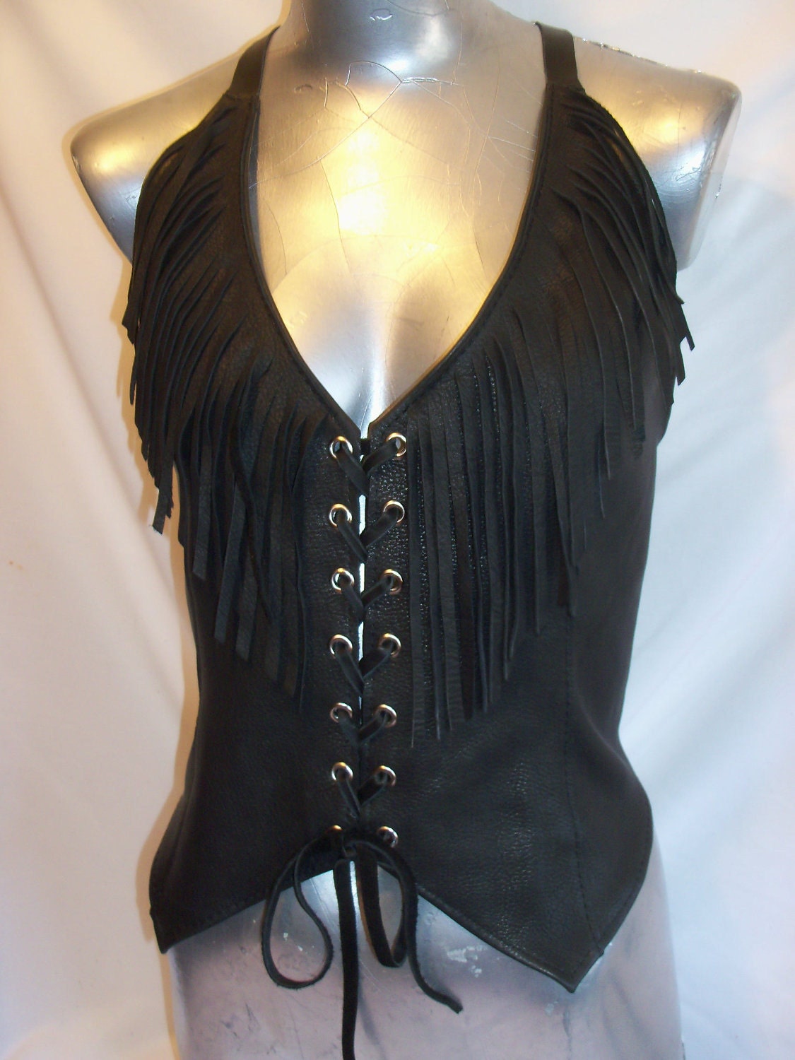 Artisan Made Deerskin Bustier Leather Corset Custom Leather Halter Top Handmade by Debbie Leather