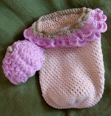 Crochet Pretty Pink Posey Cocoon and Beanie Set to Crochet Pattern pdf 163