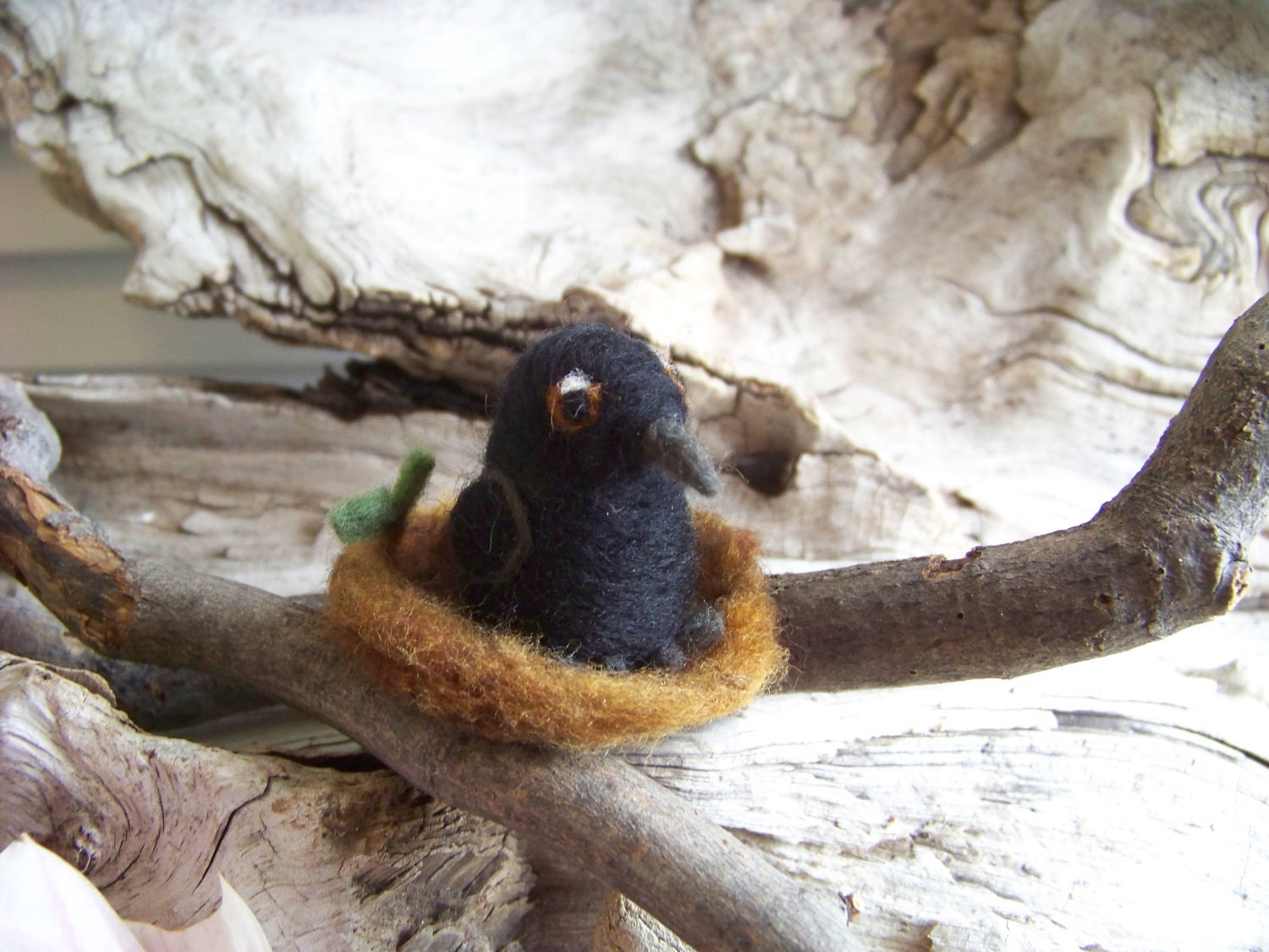 Needle Felted Small Crow