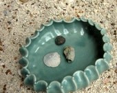 Porcelain Sea Pod in aqua fluted miniature pot
