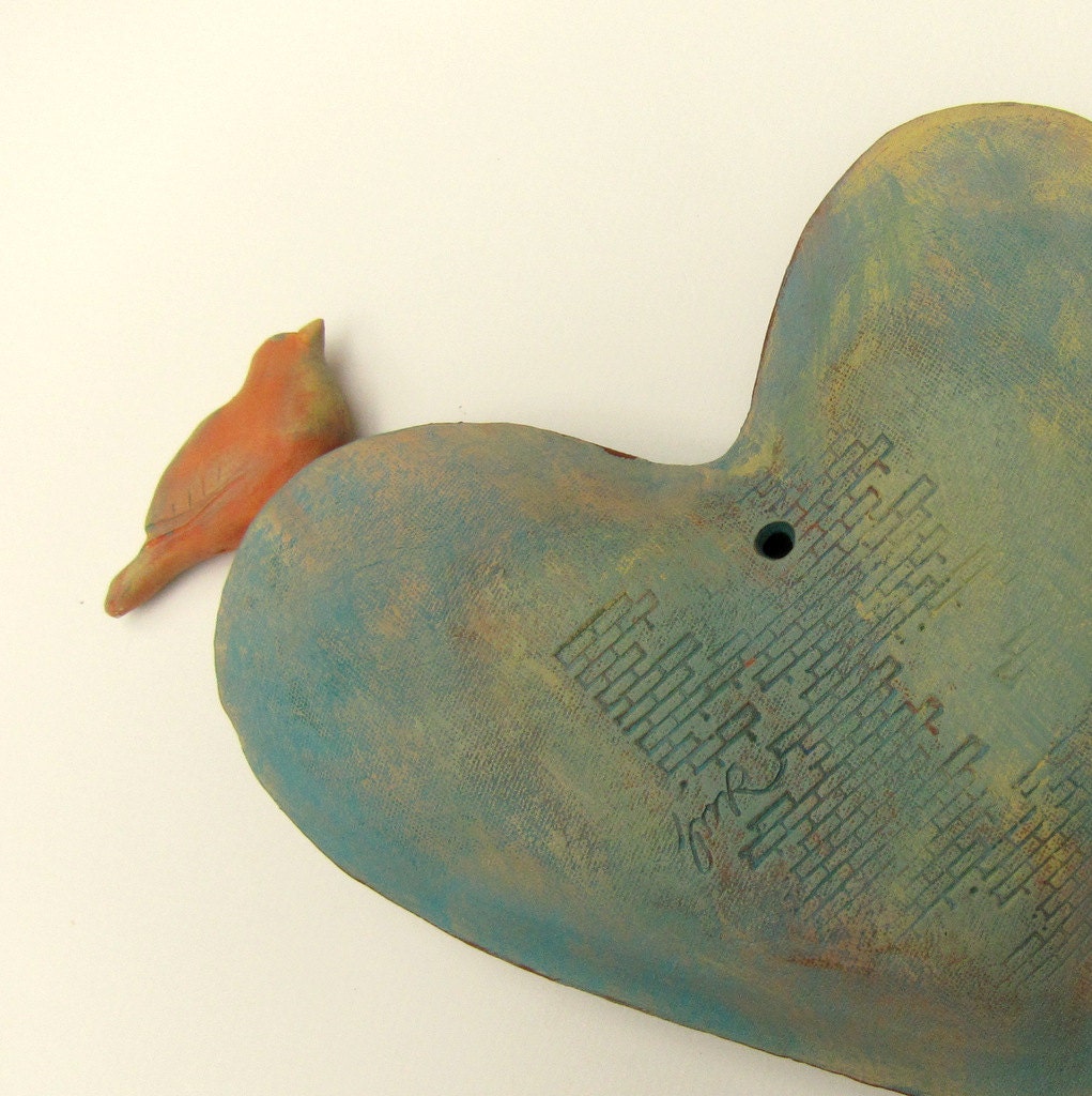 RESERVED for Karen C....Ready to hang wall heart A little Bird Told Me