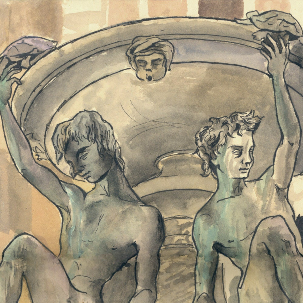 FONTANA delle TARTARUGHE, ROMA Italy sketchbook postcard