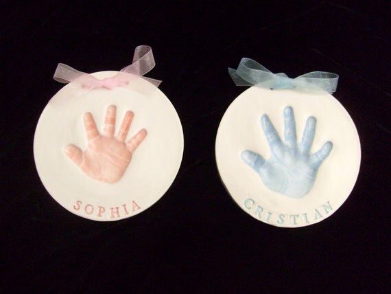 Ceramic Handprint Plaque in Two Tone With Mold Kit and Shipping Included