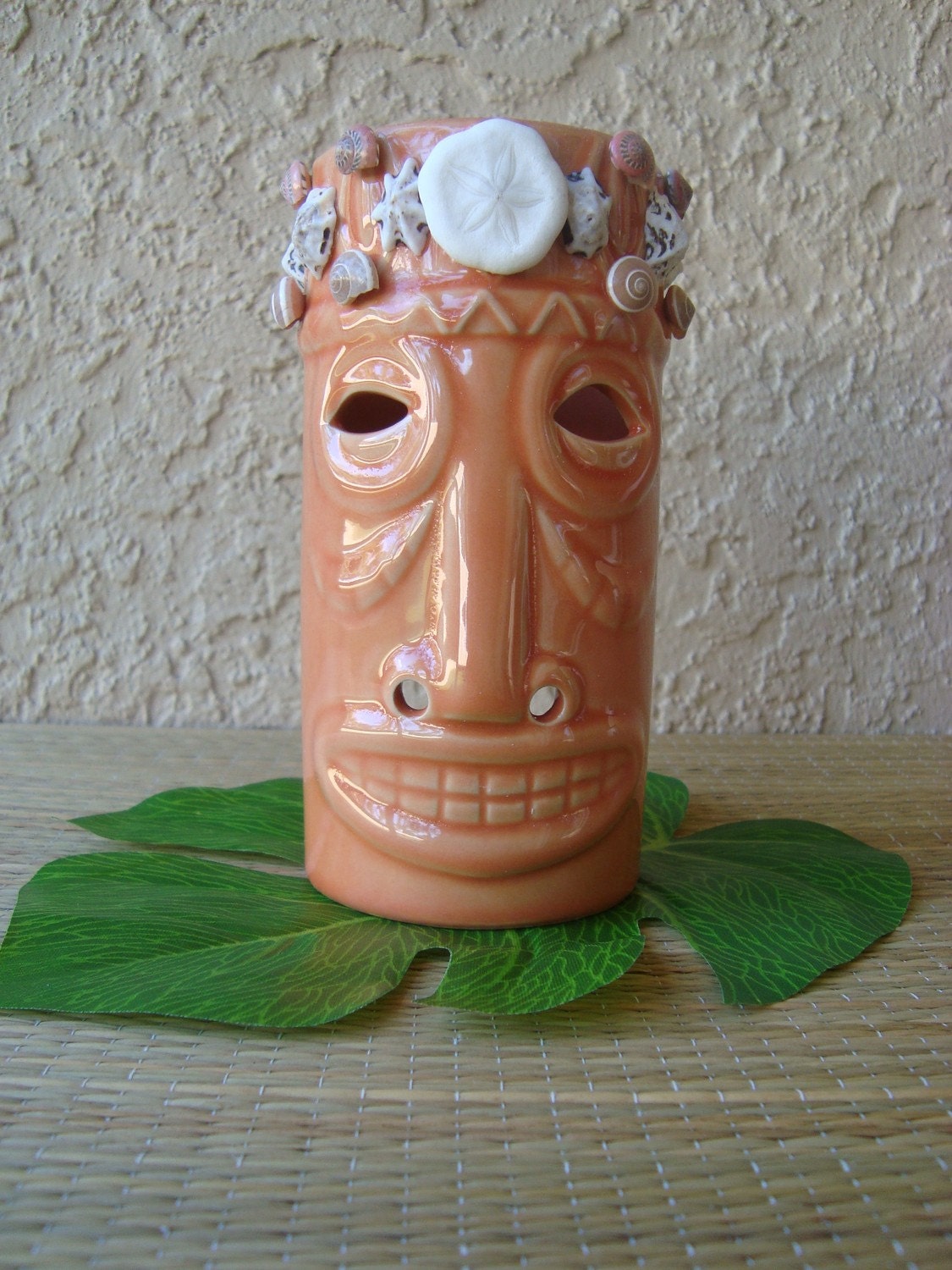 SAND DOLLAR Tiki Man Tea Light Candle Holder