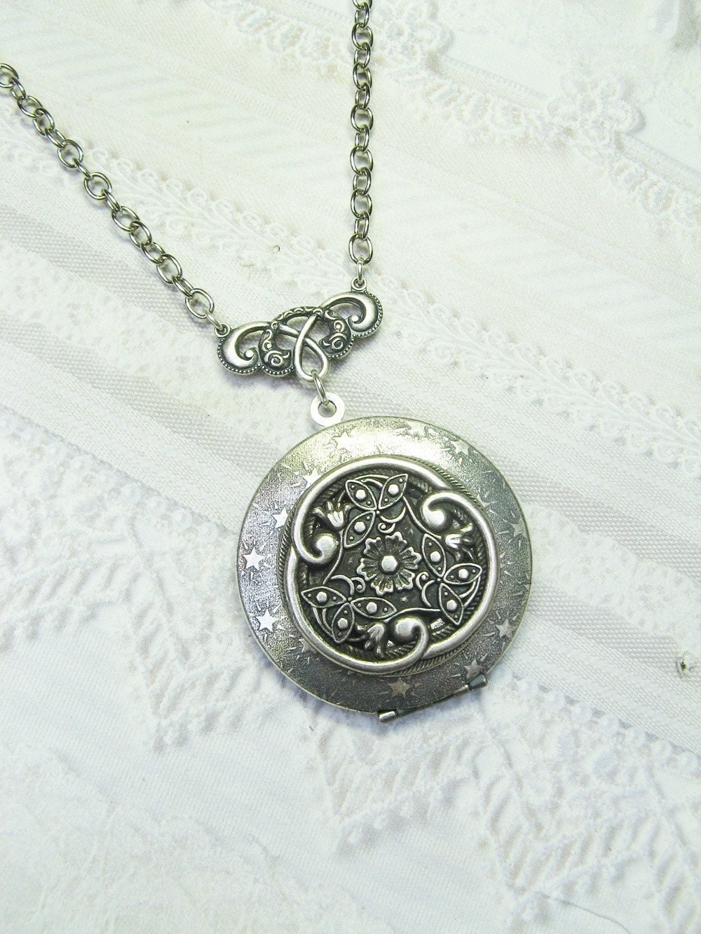PRIORITY RESERVED ORDER Silver Locket Necklace - Silver Celtic Stars Locket - Jewelry by BirdzNbeez