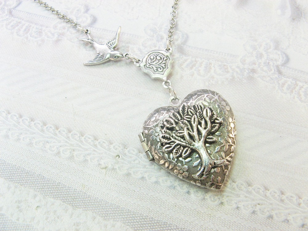 Silver Locket Necklace - The ORIGINAL Silver TREE Of LIFE Locket - Jewelry by BirdzNbeez - Wedding Birthday Bridesmaids Gift