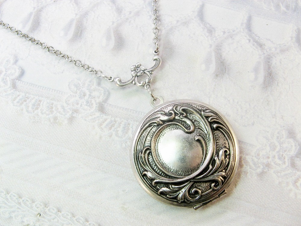 SILVER LOCKET Necklace - Silver Victoriana Locket - ORIGINAL Jewelry by BirdzNbeez -  Wedding Birthday Bridesmaids Gift