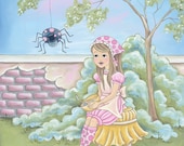 Little Miss Muffett Nursery Rhymes Print- Children's Wall Art and Decor-  Baby Nursery Art