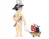 Pirate Baby Print- Children's Wall Art and Decor-  Baby Nursery Art