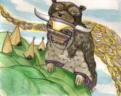 Warrior-Art Print-Illustration -Watercolor-Archival-Fine Art-8x10
