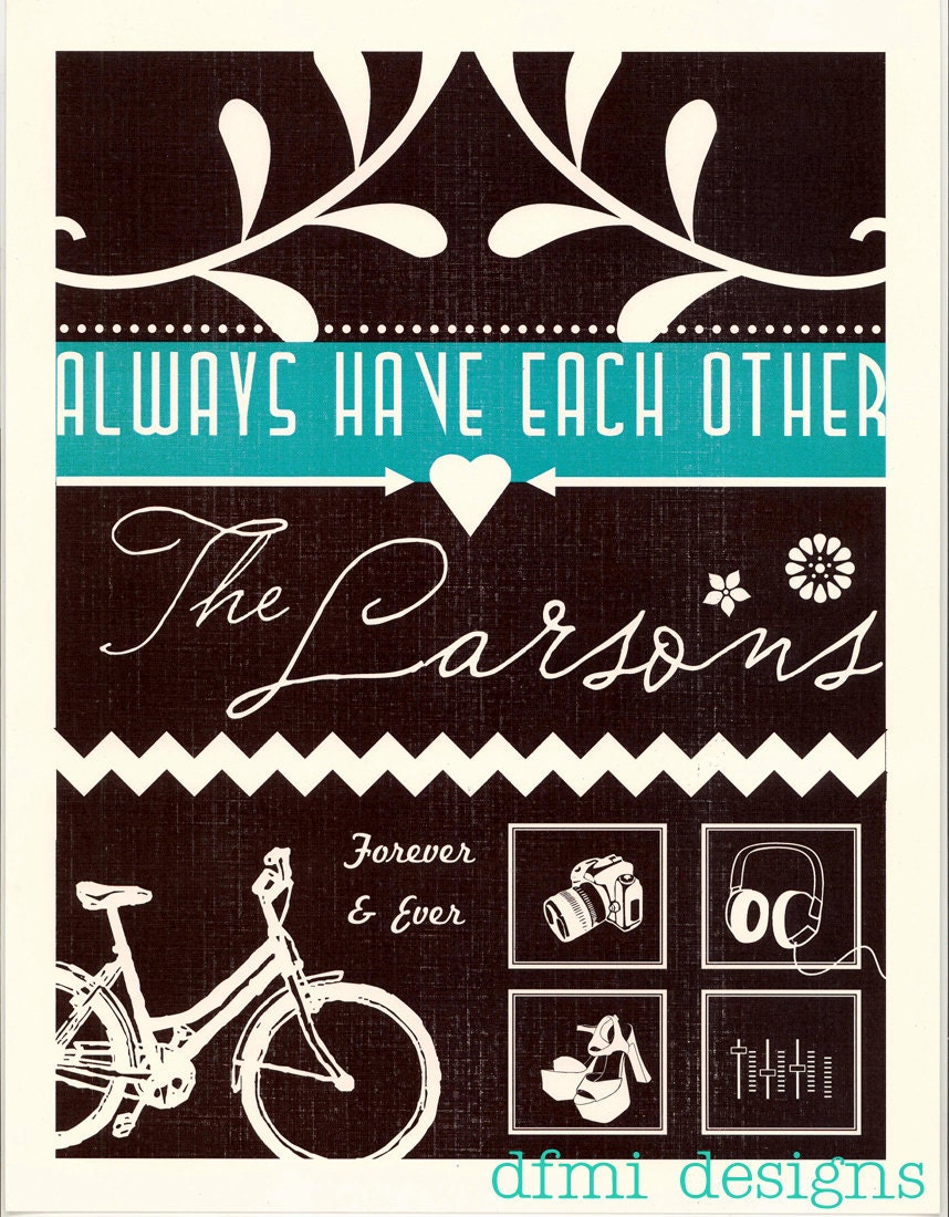 The Story of Us  custom made  8 1/2 x 11 frame-able typography print