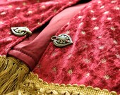 Cherry Red Velvet Tree Skirt with Lush Gold Fringe