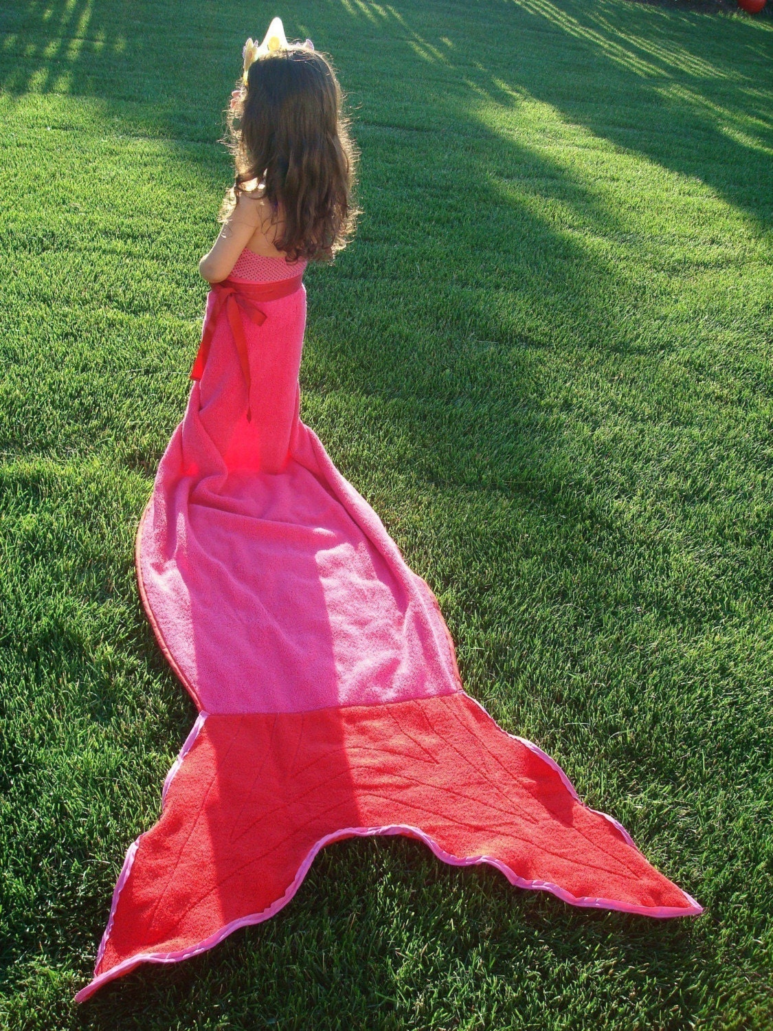 Girls Pink Mermaid Tail Towel / Beach Towel / Great Gift / Pretend play