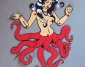 Posable OCTOPUS Paper Doll Old School Tattoo Art Pinup