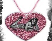 Pin Up Model Leopard Print Heart Necklace