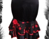 Satin Cherries Ruffle Skirt, Rockabilly, Dita,  All Sizes.