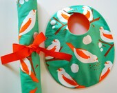 SALE - Sweet bird seed baby gift set - bib, burp cloth, changing pad
