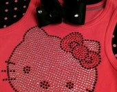 ONLY Two LEFT...Hello Kitty Bling Tank  Top sz 6x sm ch with Free Matching Bling Boutique Bow by I Luv U Tutu Much Boutique