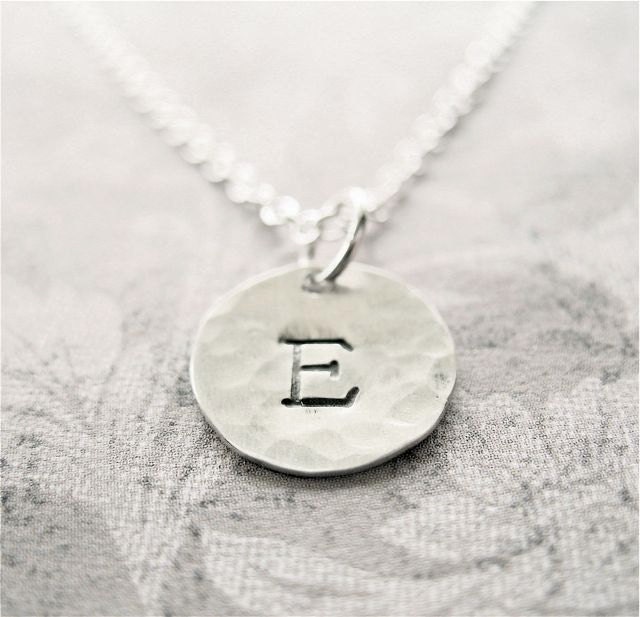Personalized Initial Hammered Sterling Silver Necklace