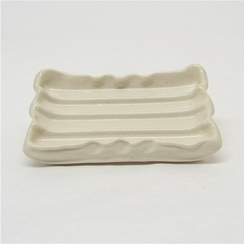 Soap Dish in Cream (white stoneware altered extrusion)