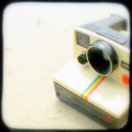 One Step Polaroid Camera Photo 4x4 TtV Photography Print Nostalgic Summer Retro Camera Photograph Home Decor Art Print, Rainbow Stripe