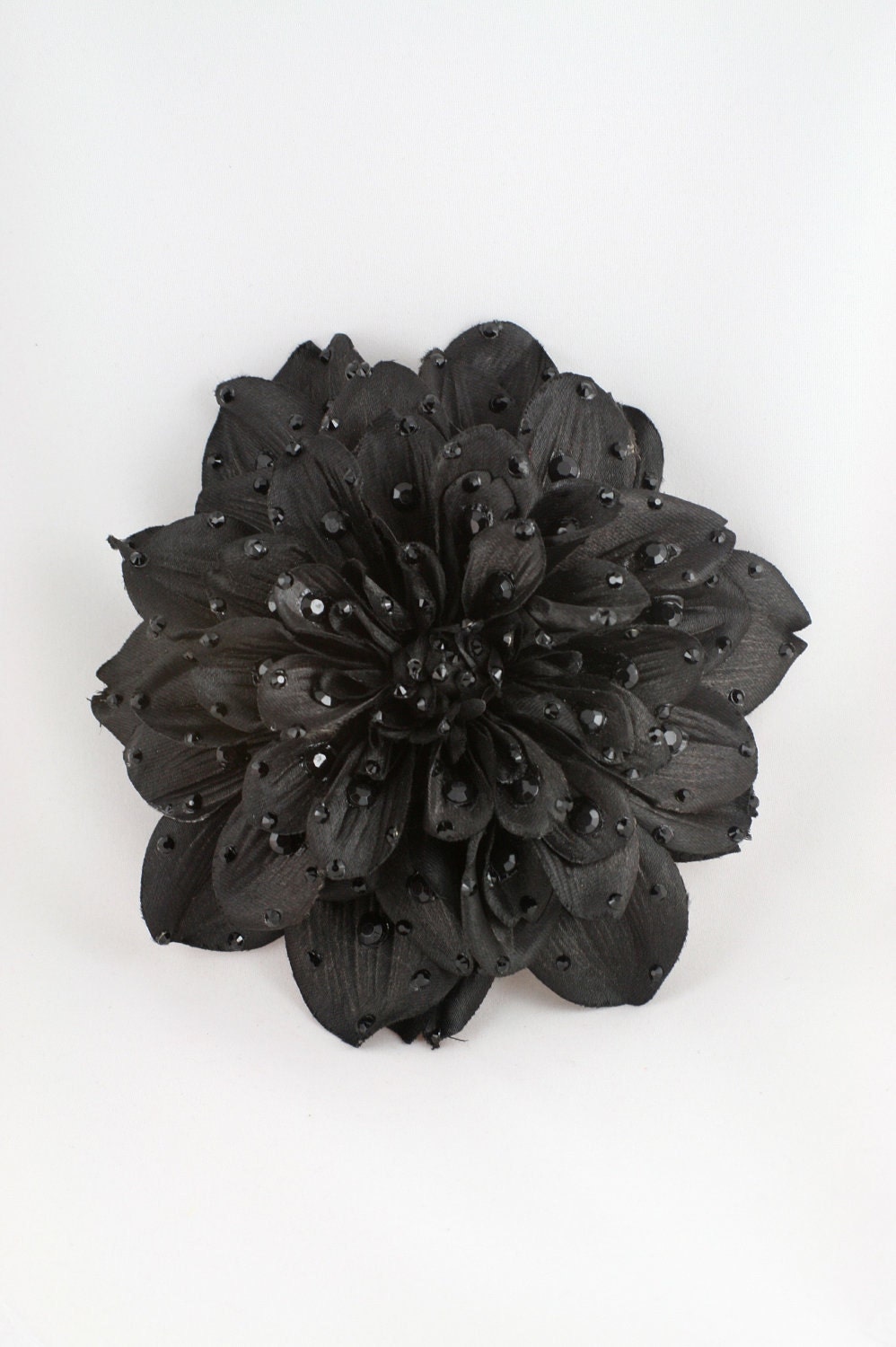 Sparkling Large Black Dahlia Flower Hair or Anywhere Clip
