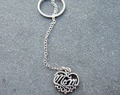 Lariat Necklace  Sterling Silver Mom Pendant, Sterling Silver Chain   -   I Love Mom